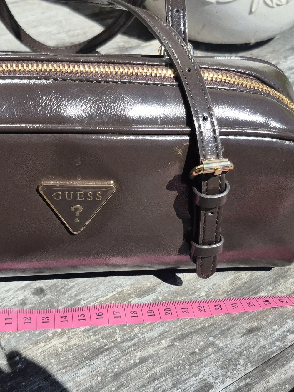 GUESS Brown Leather Double-Handle Shoulder Bag